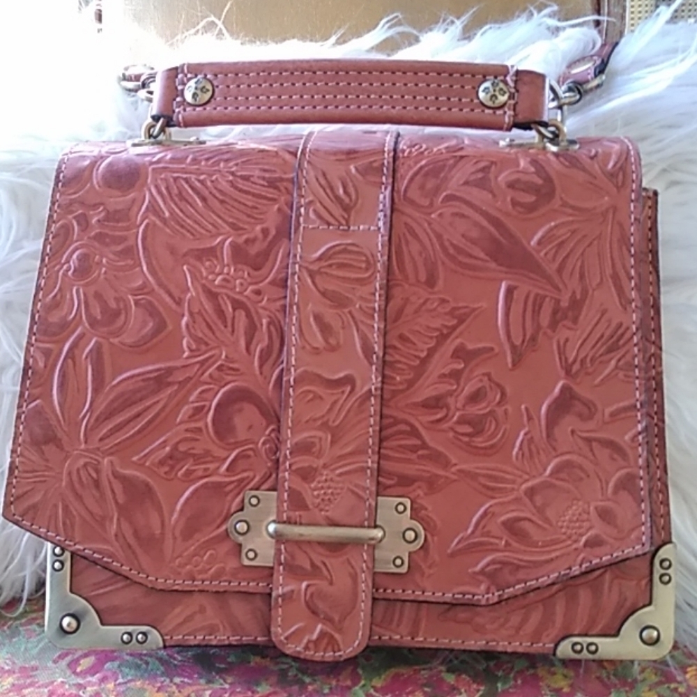Patricia Nash Tooled Leather Handbag w/Mirror